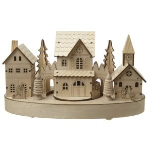 Wooden Moving Train Scene with LED Lights