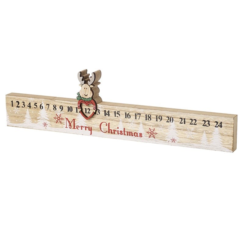 Advent Wooden Countdown Rule with Rudolph