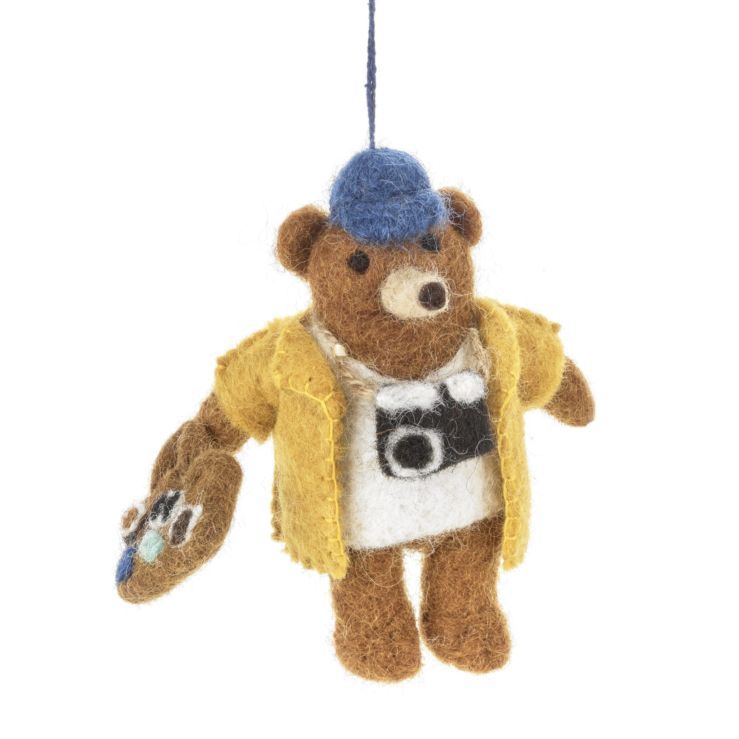 Teddy the Tourist Bear Felt Handmade Hanging Decoration