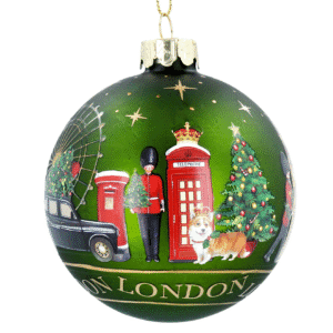 London Green Scene Glass Decoration 8cm